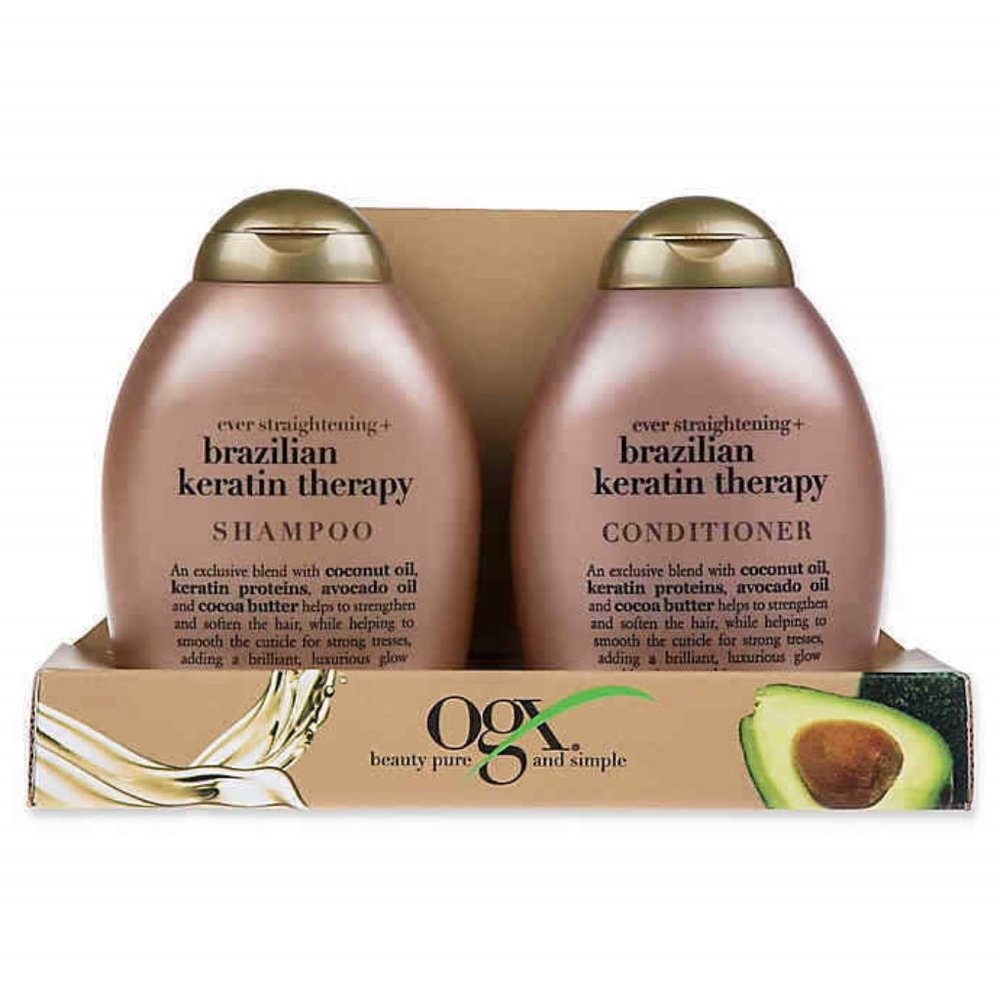 Set of OGX Brazilian Keratin 13 fluid ounce Shampoo + 13 fluid ounce Conditioner